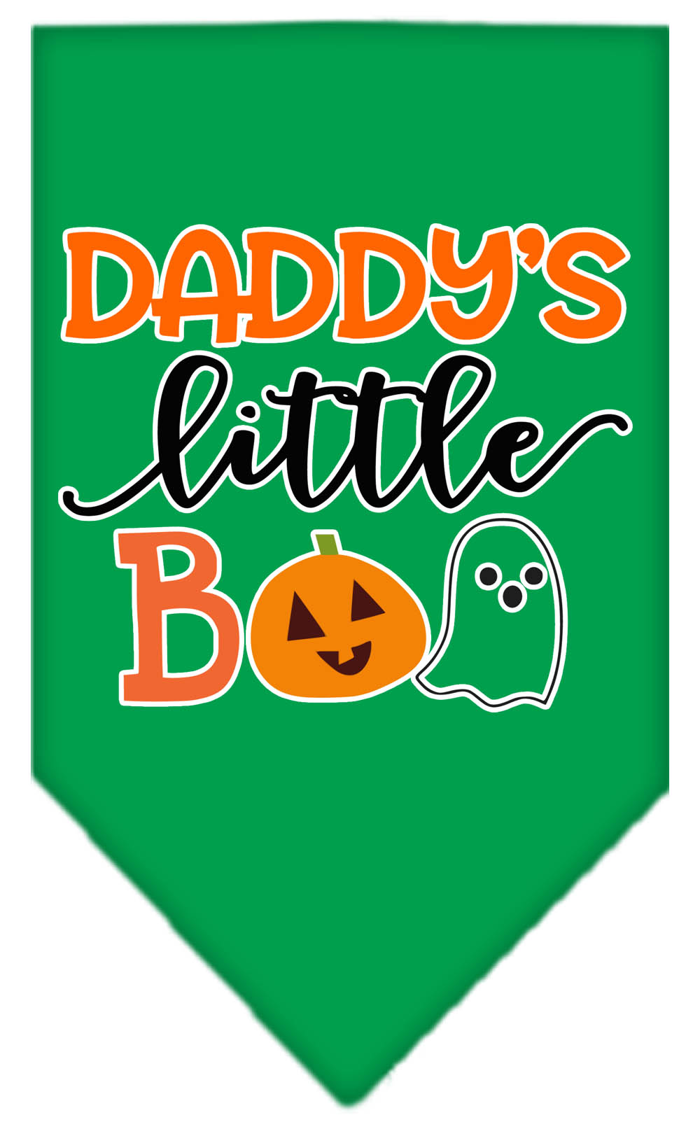 Daddy's Little Boo Screen Print Bandana Emerald Green Small